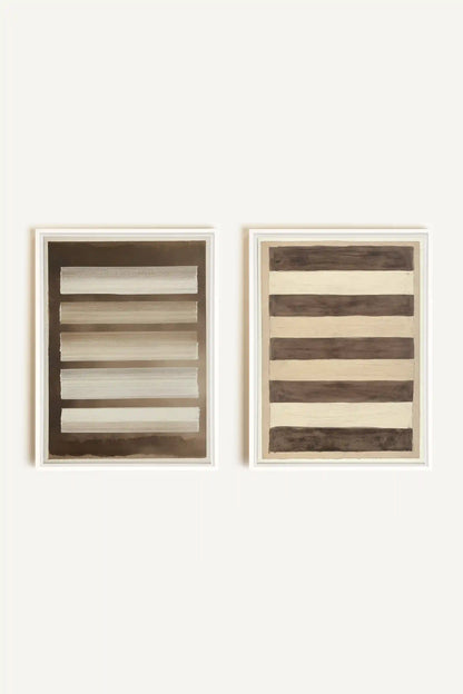 SANDY LINES DUO, 2 Oeuvres sur toile étirée, encadré Blanc