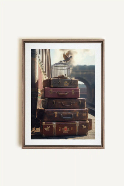 SECRET JOURNEY, Oeuvre sur toile étirée, encadré Brun Chêne