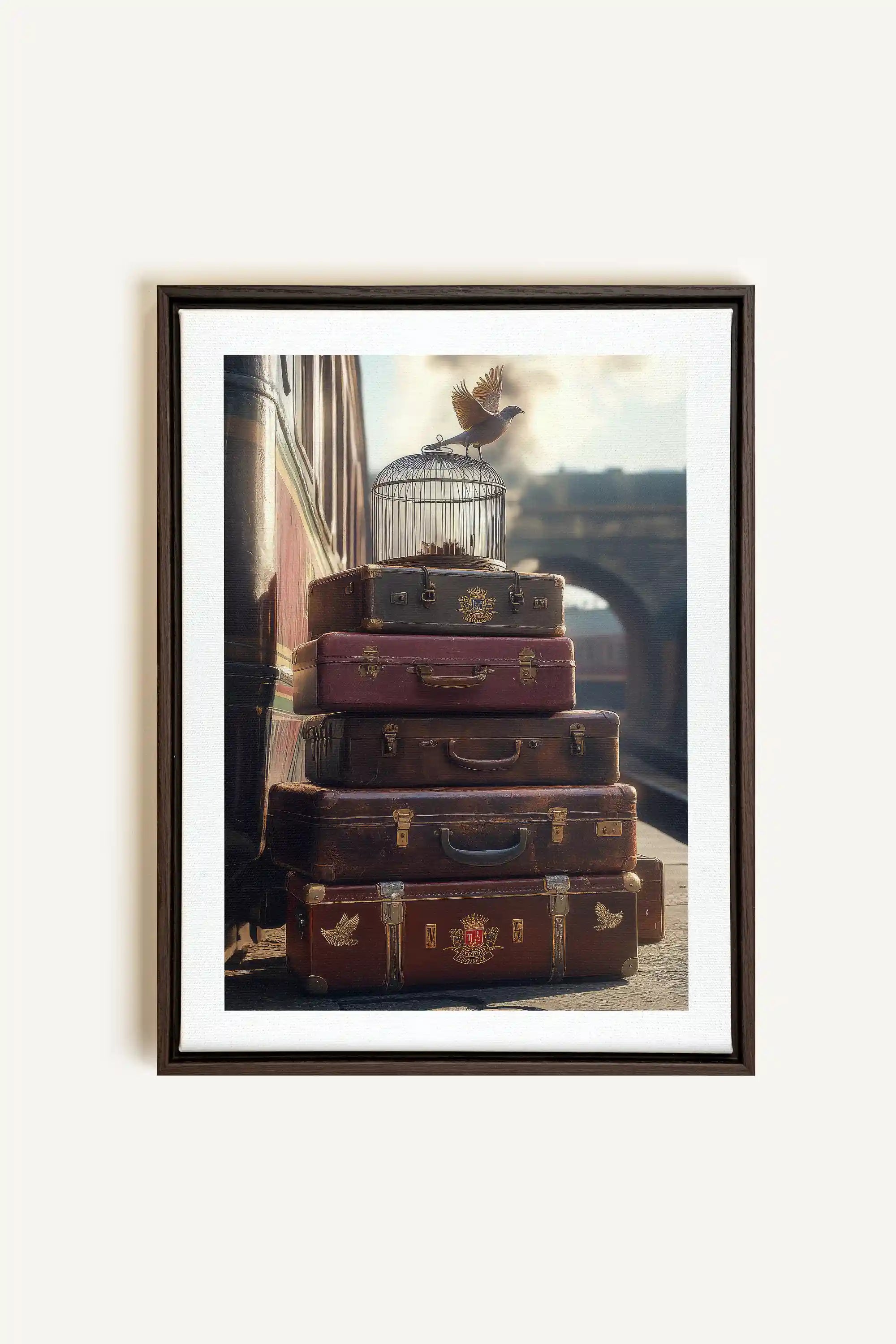 SECRET JOURNEY, Oeuvre sur toile étirée, encadré Brun Noyer