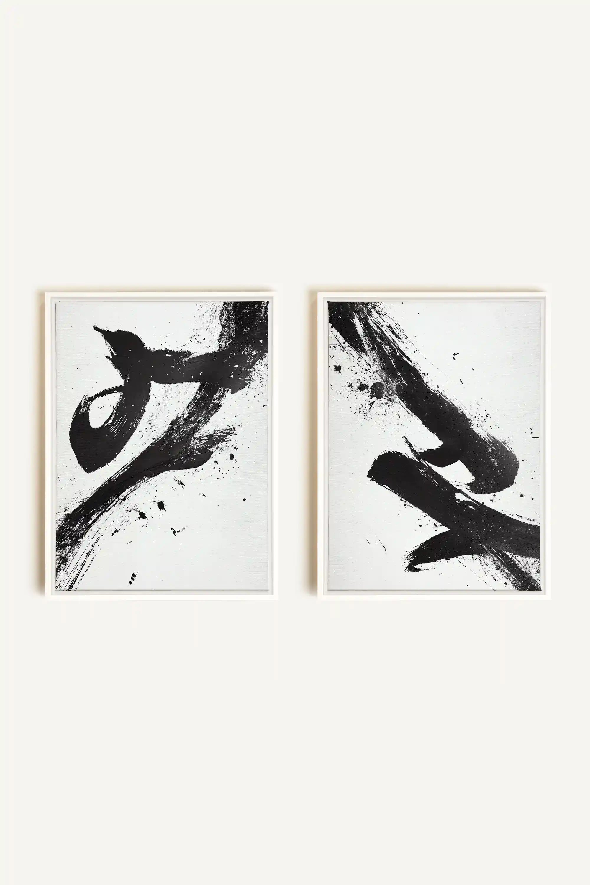 SHARP SHADOWS, 2 Works on stretched canvas, framed in white