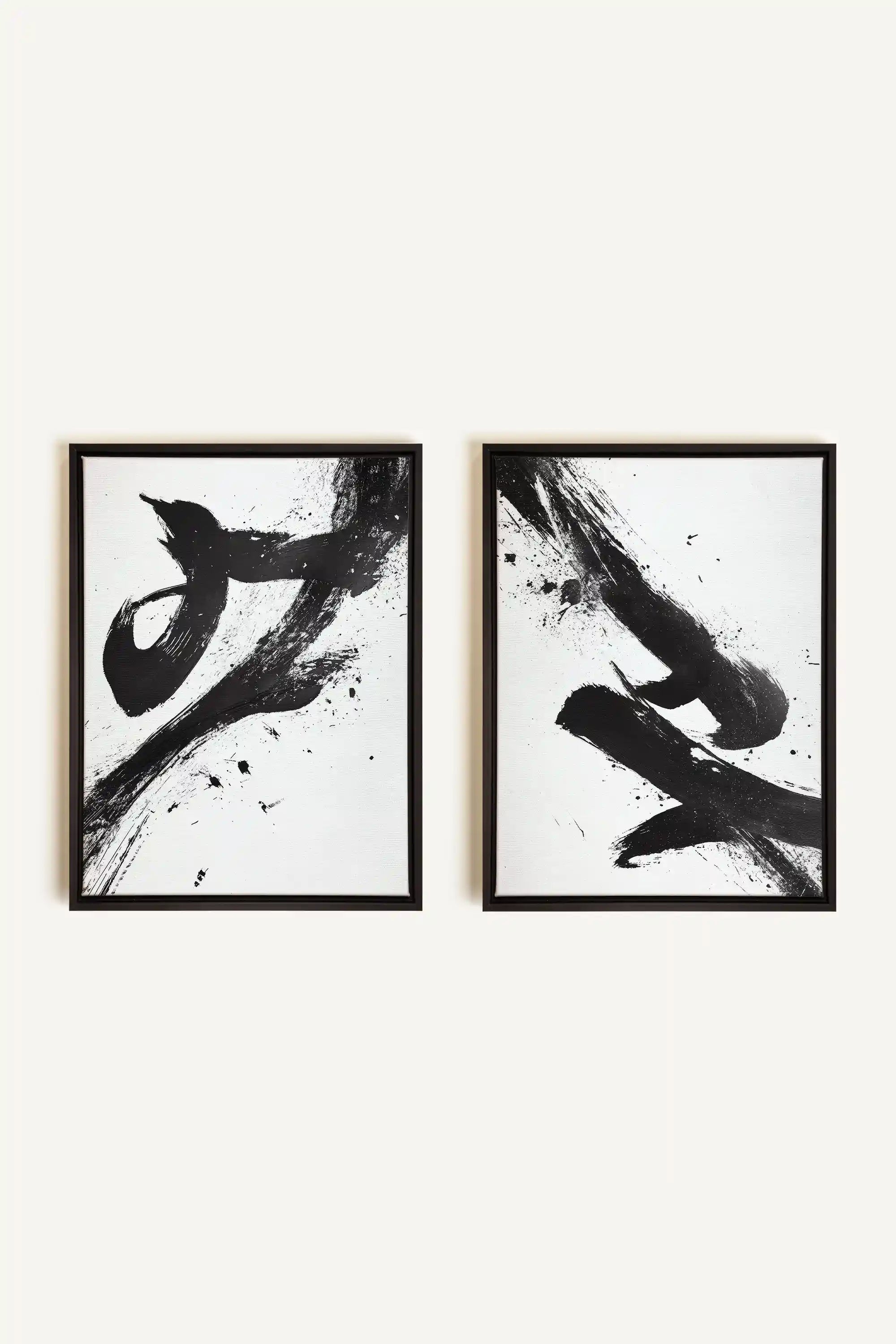 SHARP SHADOWS, 2 Works on stretched canvas, black framed
