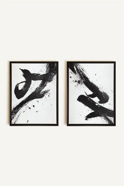 SHARP SHADOWS, 2 Works on stretched canvas, black framed