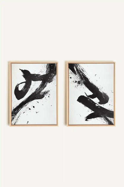 SHARP SHADOWS, 2 Oeuvres sur toile étirée, encadré Naturel Clair
