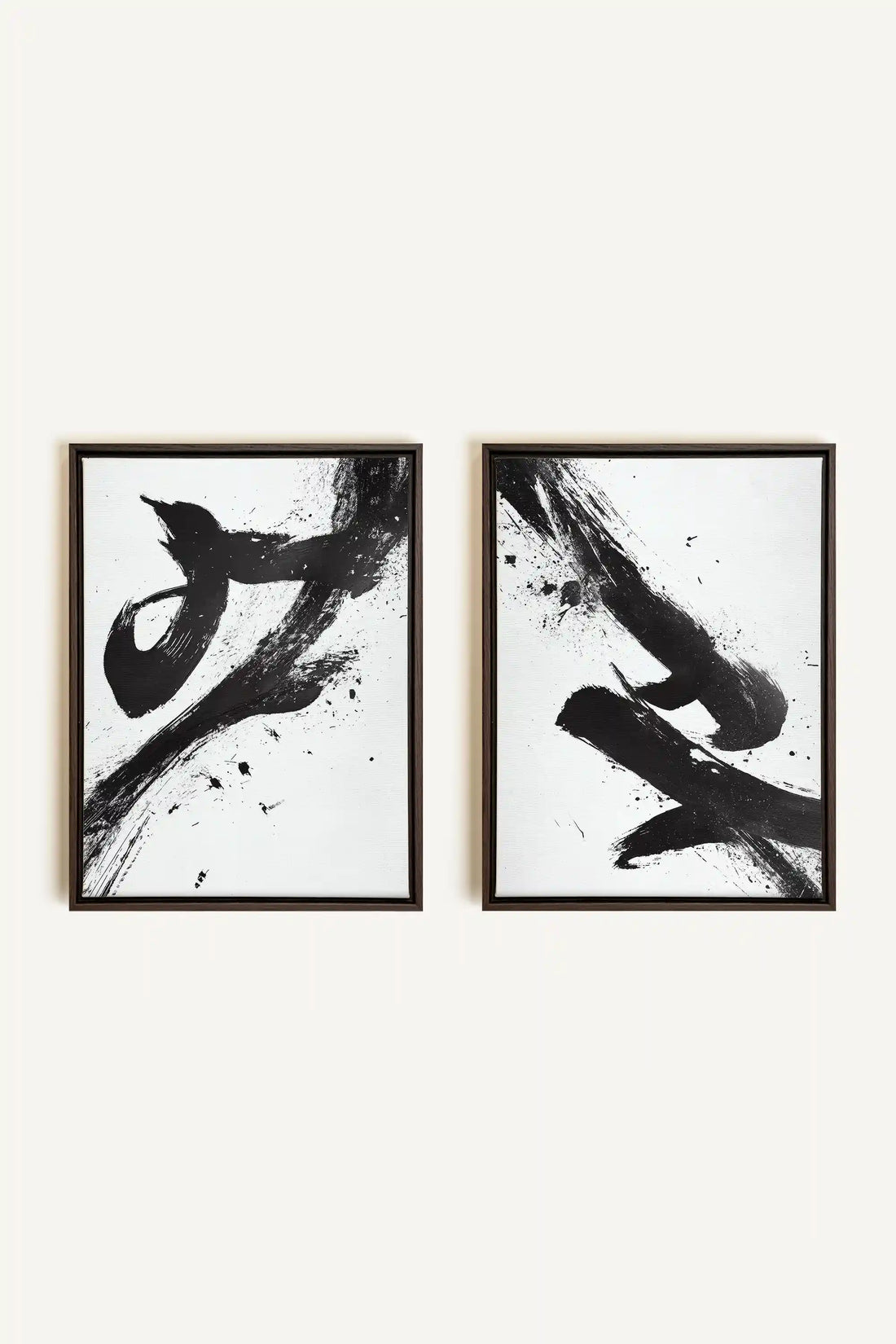 SHARP SHADOWS, 2 Oeuvres sur toile étirée, encadré Brun Noyer