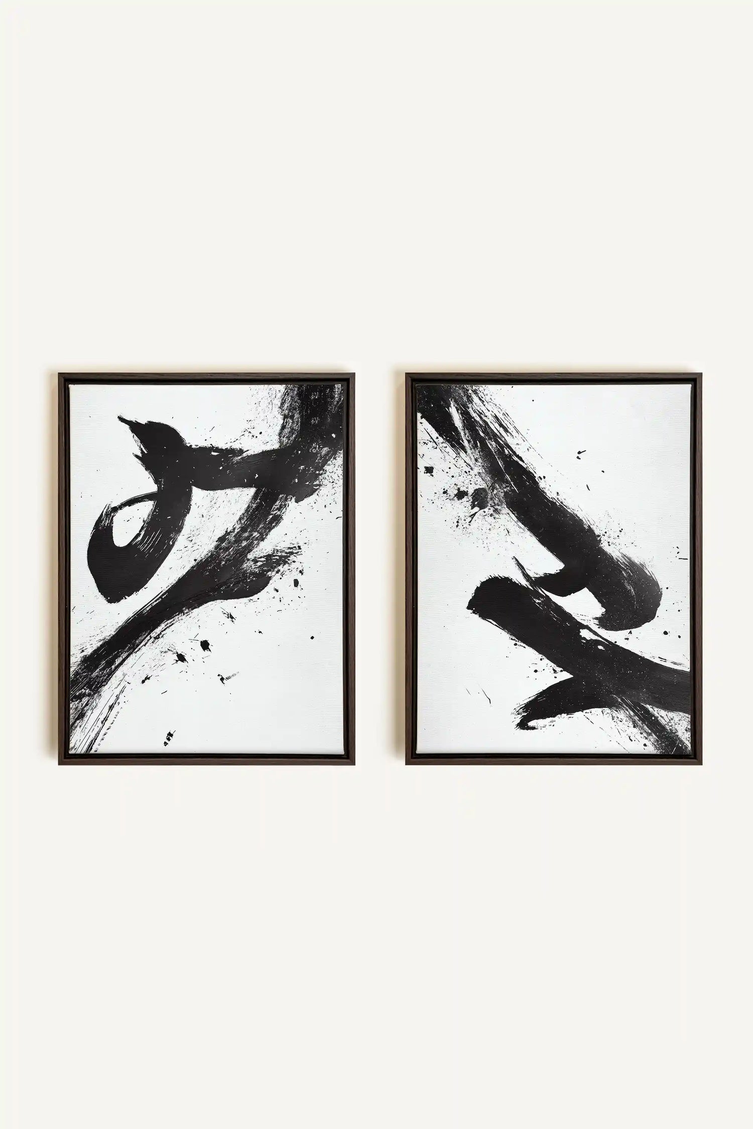 SHARP SHADOWS, 2 Oeuvres sur toile étirée, encadré Brun Noyer