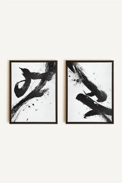 SHARP SHADOWS, 2 Oeuvres sur toile étirée, encadré Brun Noyer