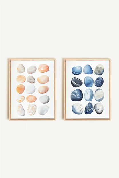 SHORELINE GEMS DUO, 2 Oeuvres sur toile étirée, encadré Naturel Clair