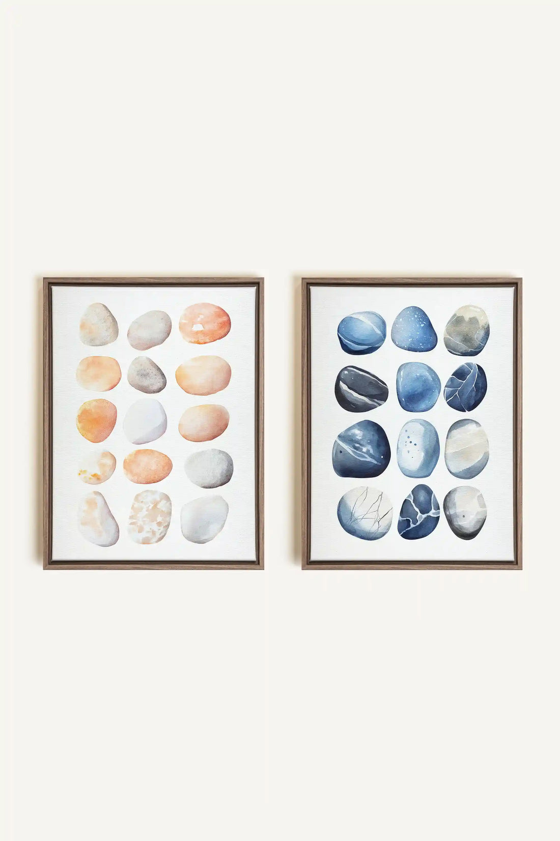 SHORELINE GEMS DUO, 2 Oeuvres sur toile étirée, encadré Brun Chêne