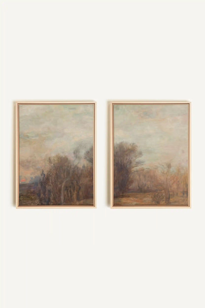 SILENT SEASON DUO, 2 Oeuvres sur toile étirée, encadré Naturel Clair