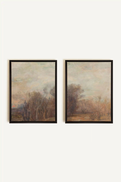 SILENT SEASON DUO, 2 Oeuvres sur toile étirée, encadré Noir