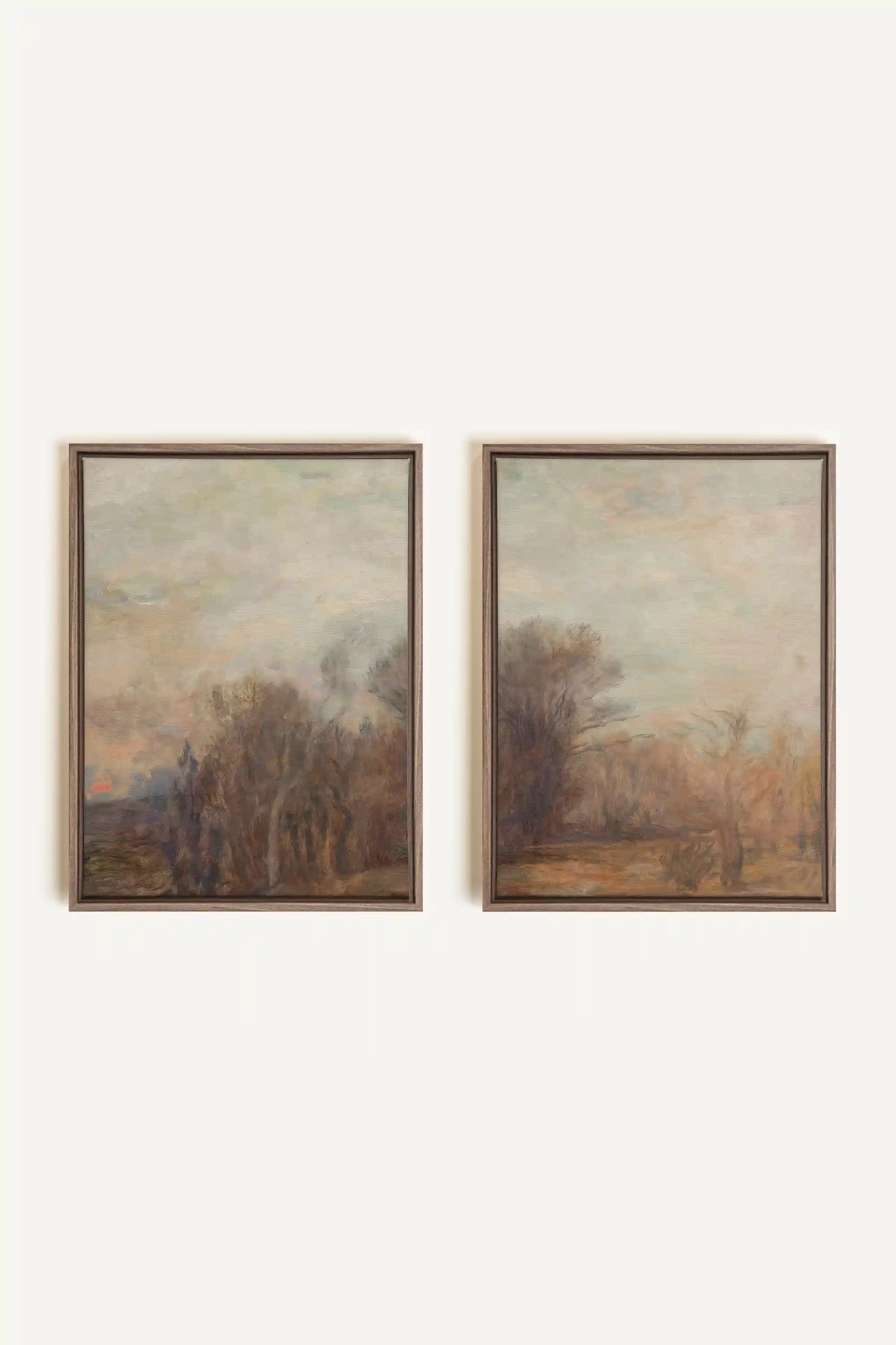 SILENT SEASON DUO, 2 Oeuvres sur toile étirée, encadré Brun Chêne