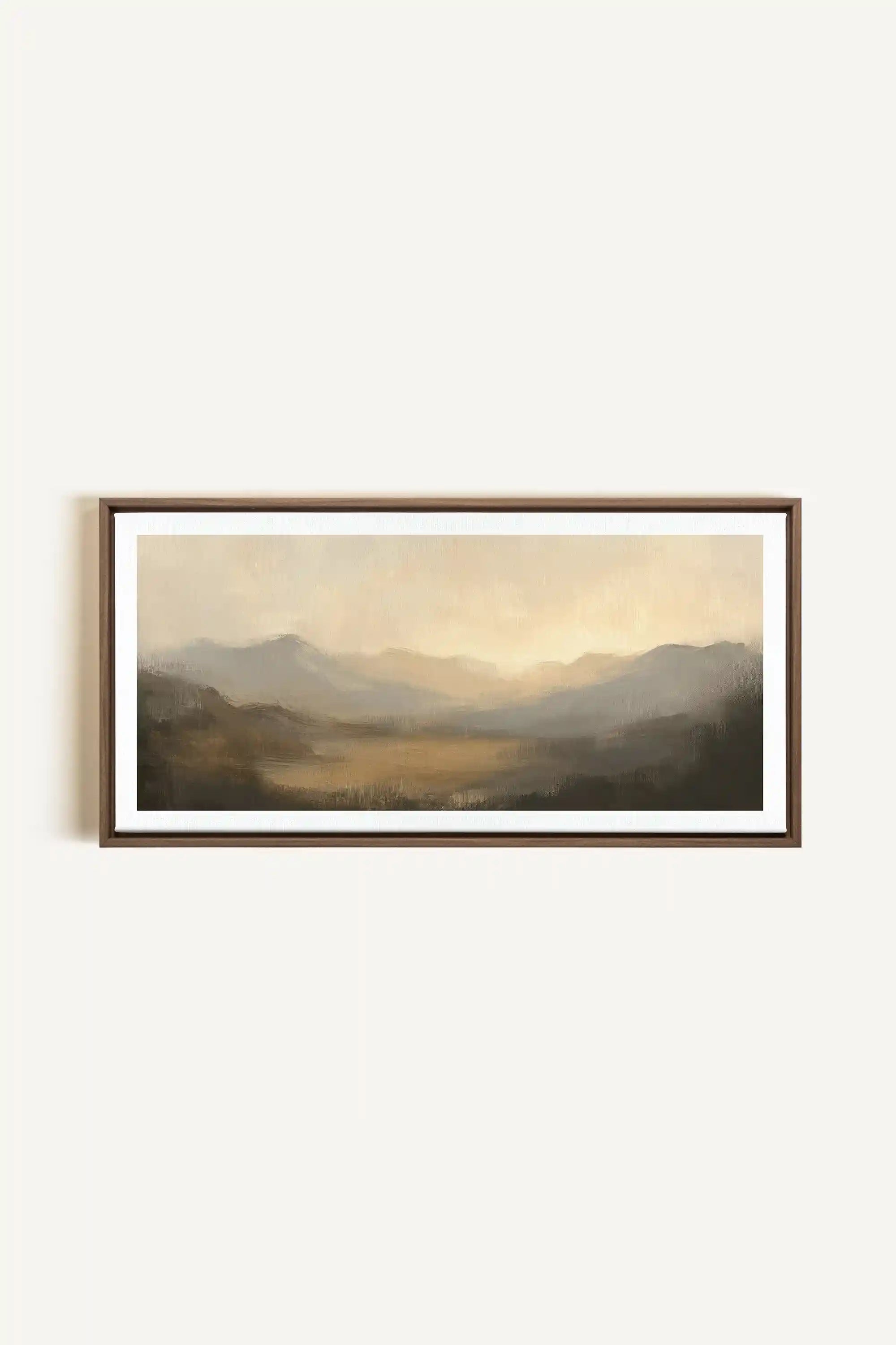 SOFT GLOW, Oeuvre sur toile étirée, encadré Brun Chêne