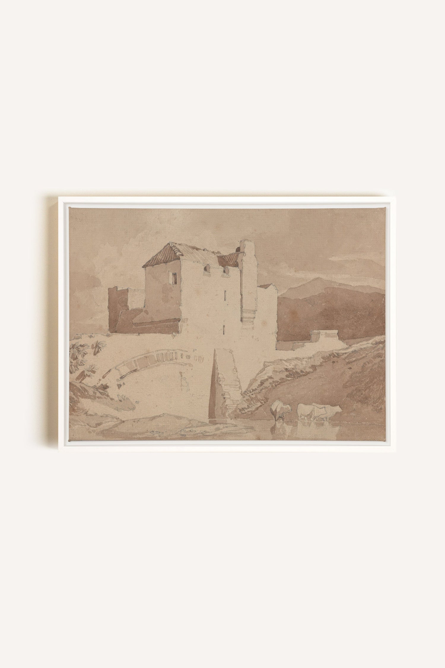 STONE AND STREAM, Artwork on stretched canvas, framed in white