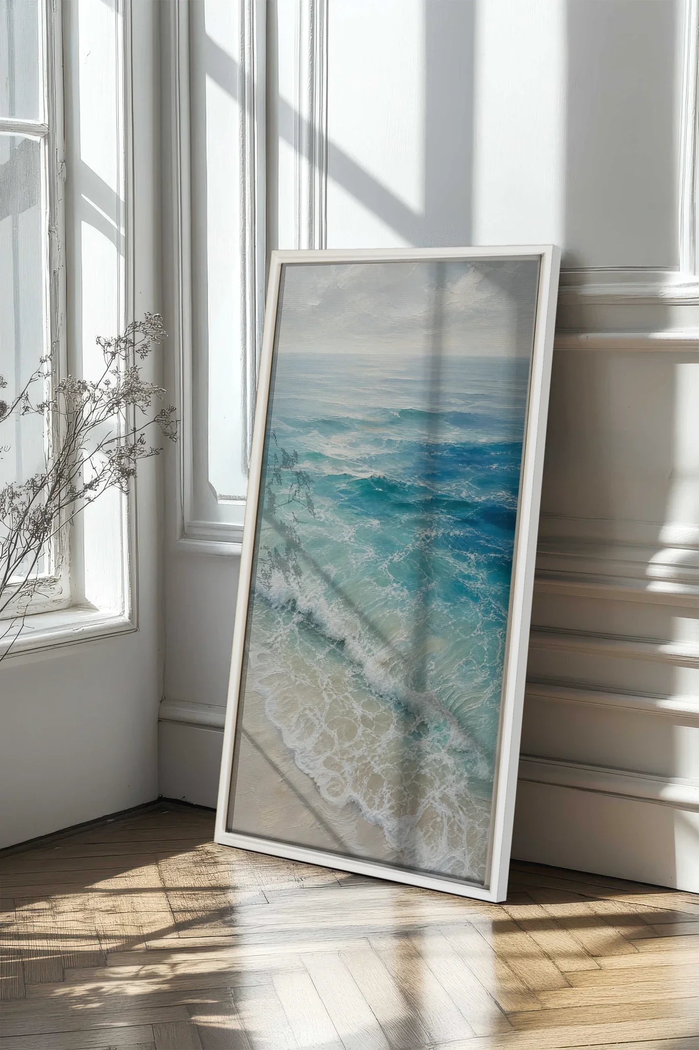 SALTWATER DREAM, Oeuvre sur toile étirée, encadré Blanc