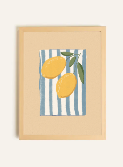 Duo citronnés, Toile Rigide cadre bois naturel