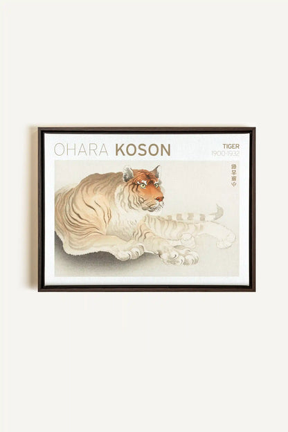 TIGER, Oeuvre sur toile étirée, encadré Brun Noyer