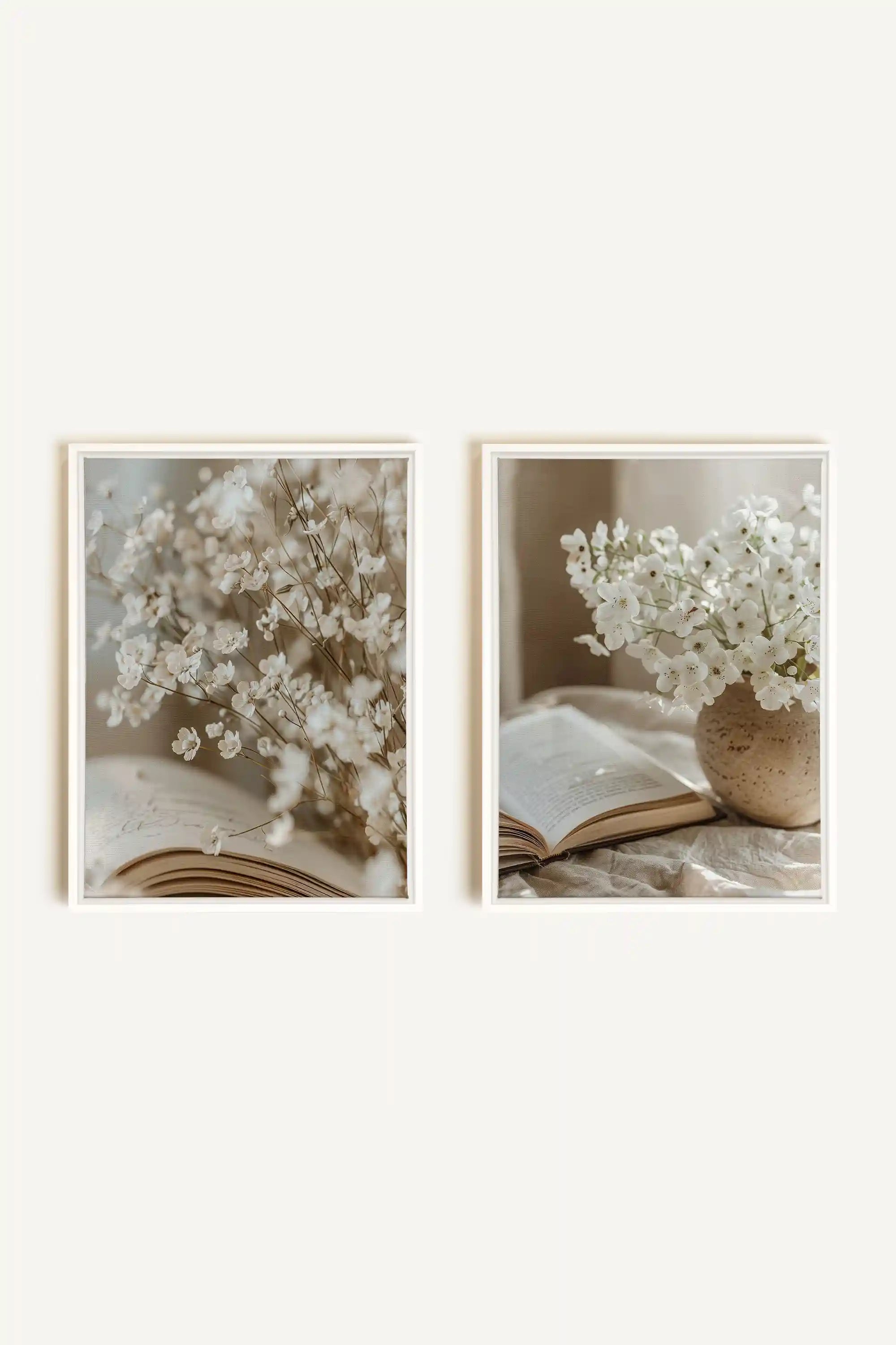 TIMELESS BEAUTY DUO, 2 Works on stretched canvas, framed in white