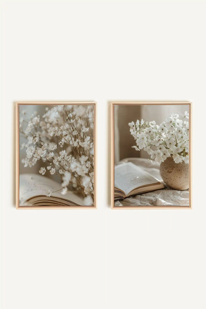 TIMELESS BEAUTY DUO, 2 Oeuvres sur toile étirée, encadré Naturel Clair