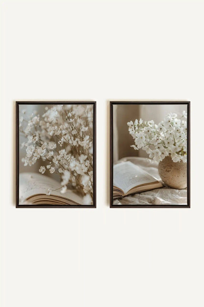 TIMELESS BEAUTY DUO, 2 Oeuvres sur toile étirée, encadré Brun Noyer