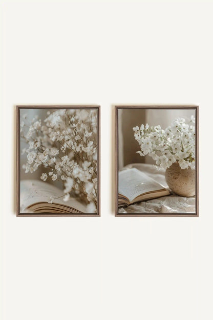 TIMELESS BEAUTY DUO, 2 Oeuvres sur toile étirée, encadré Brun Chêne