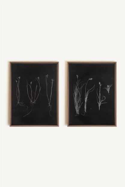 DUO ORIGINES SAUVAGES, 2 Oeuvres sur toile étirée, encadré Brun Chêne