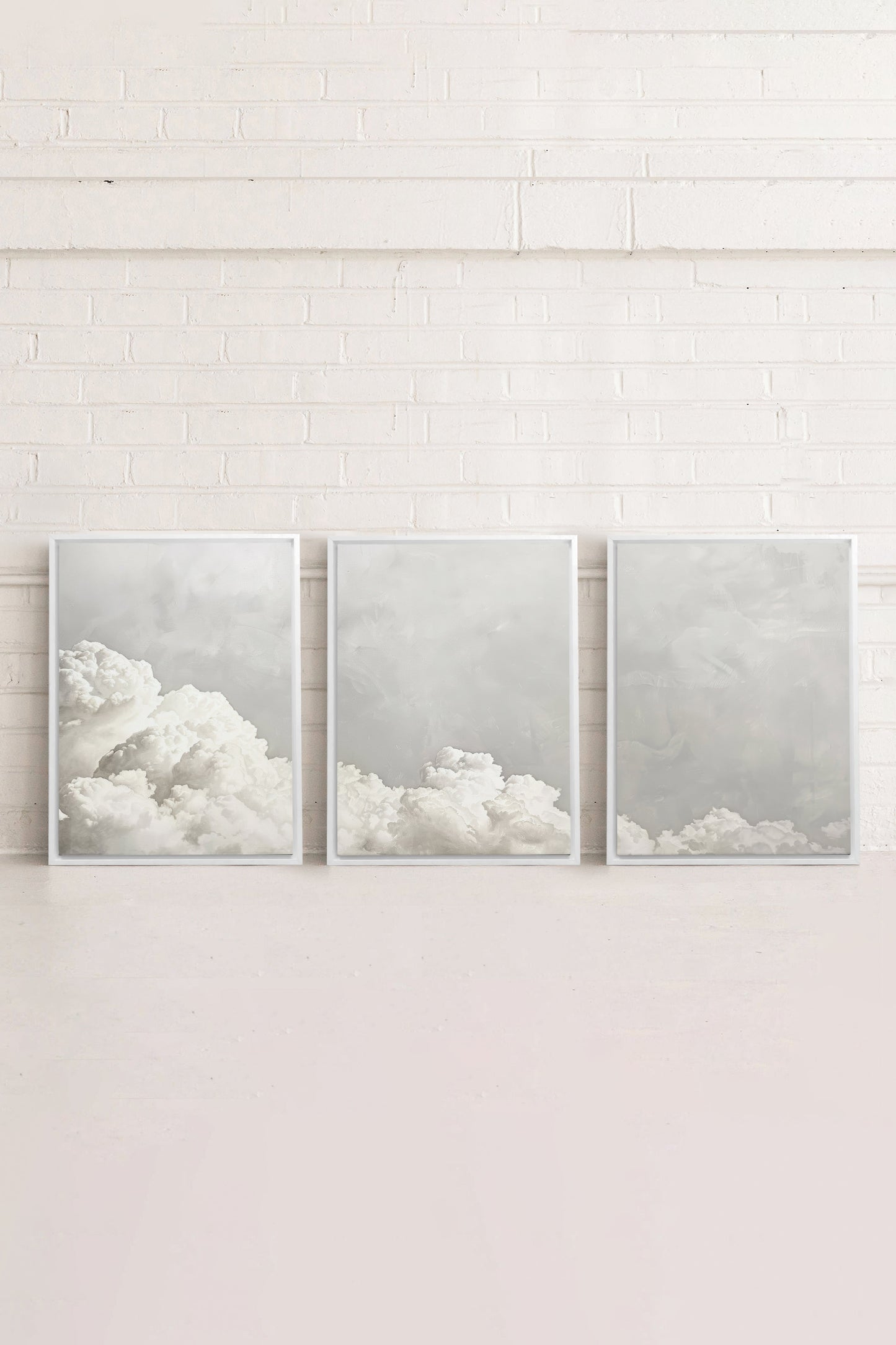 ANTIQUE CLOUDSCAPE TRIO (3 Works on stretched canvas)