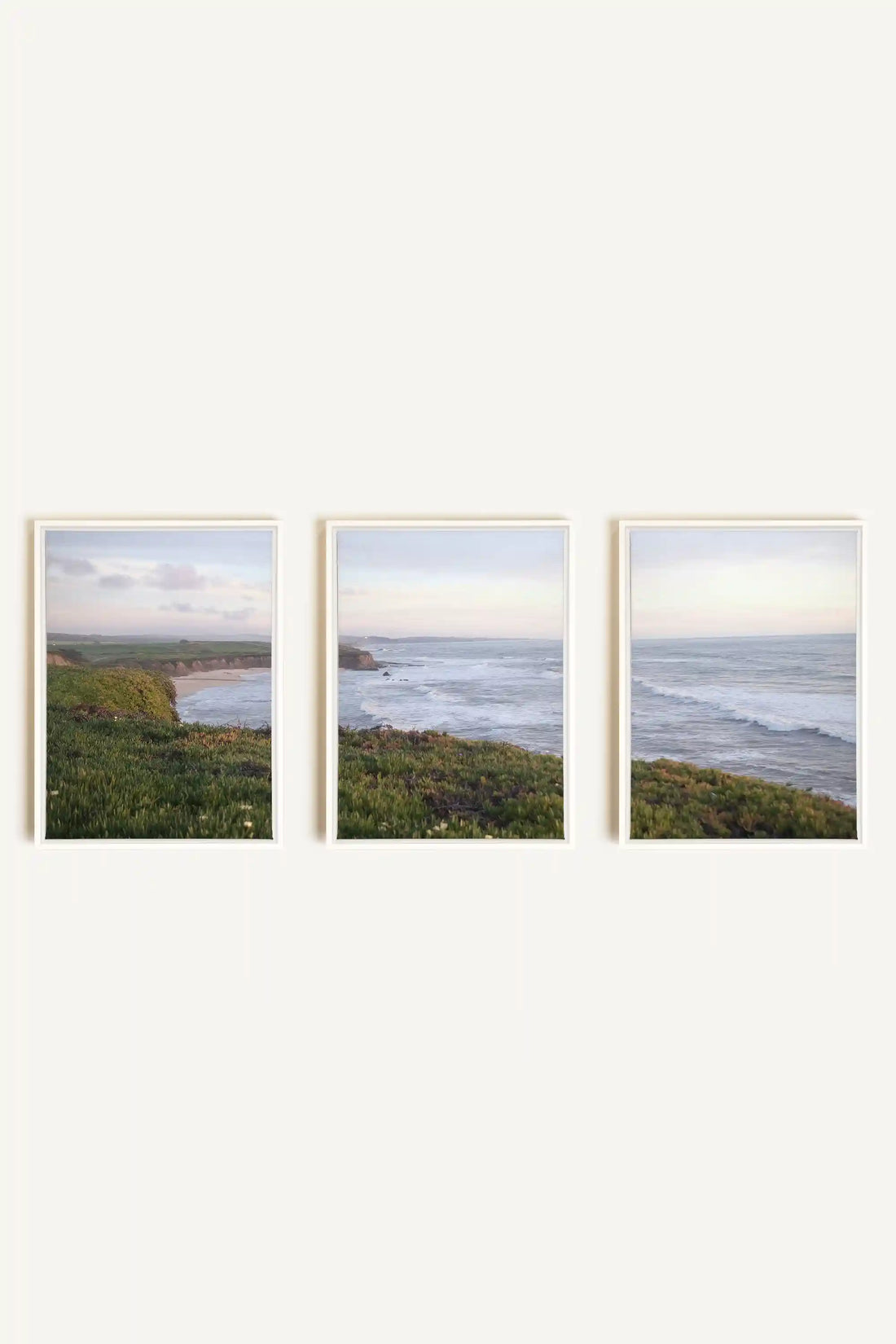 OCEANFOLD TRIO, 3 Oeuvres sur toile étirée, encadré Blanc