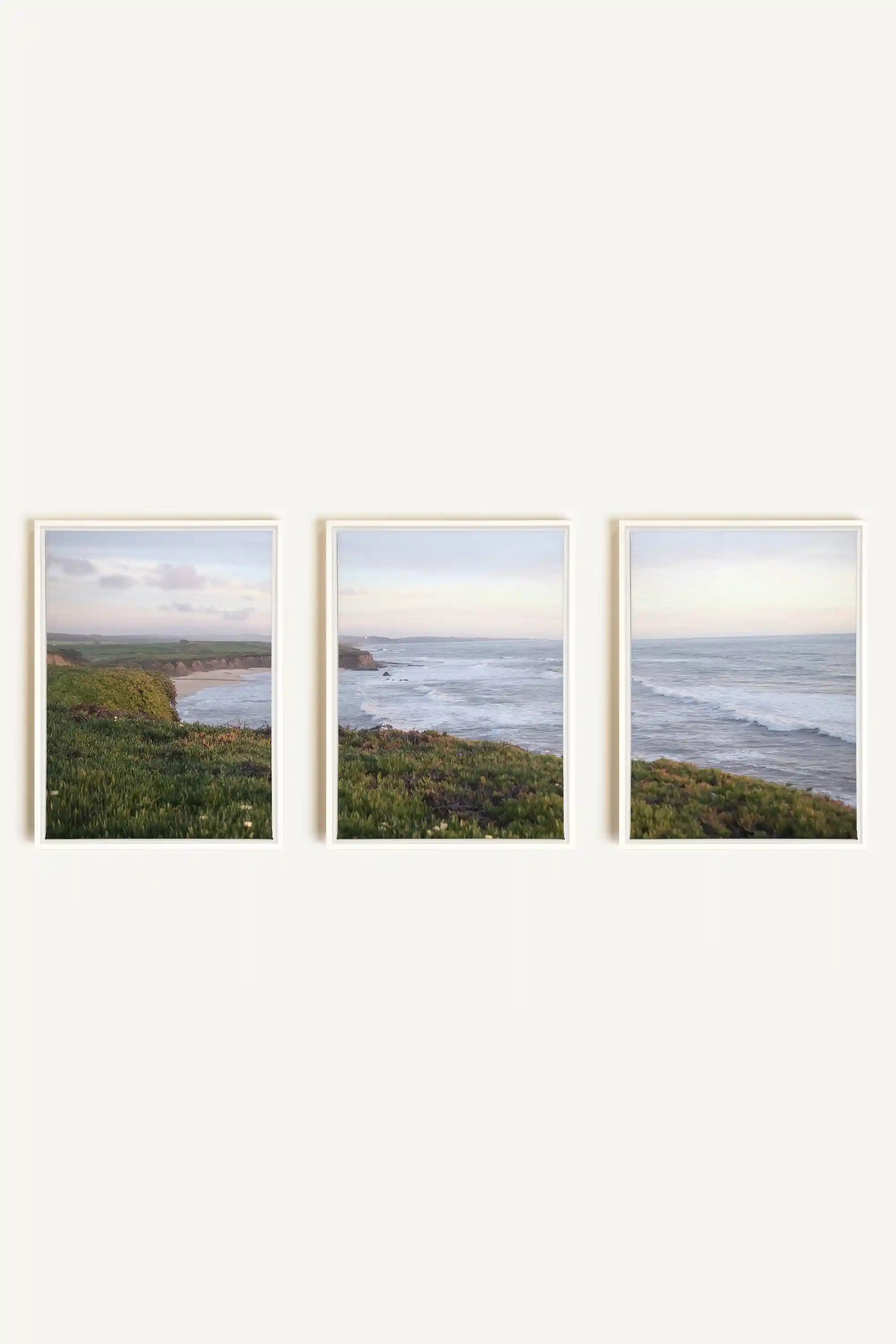OCEANFOLD TRIO, 3 Works on stretched canvas, framed White