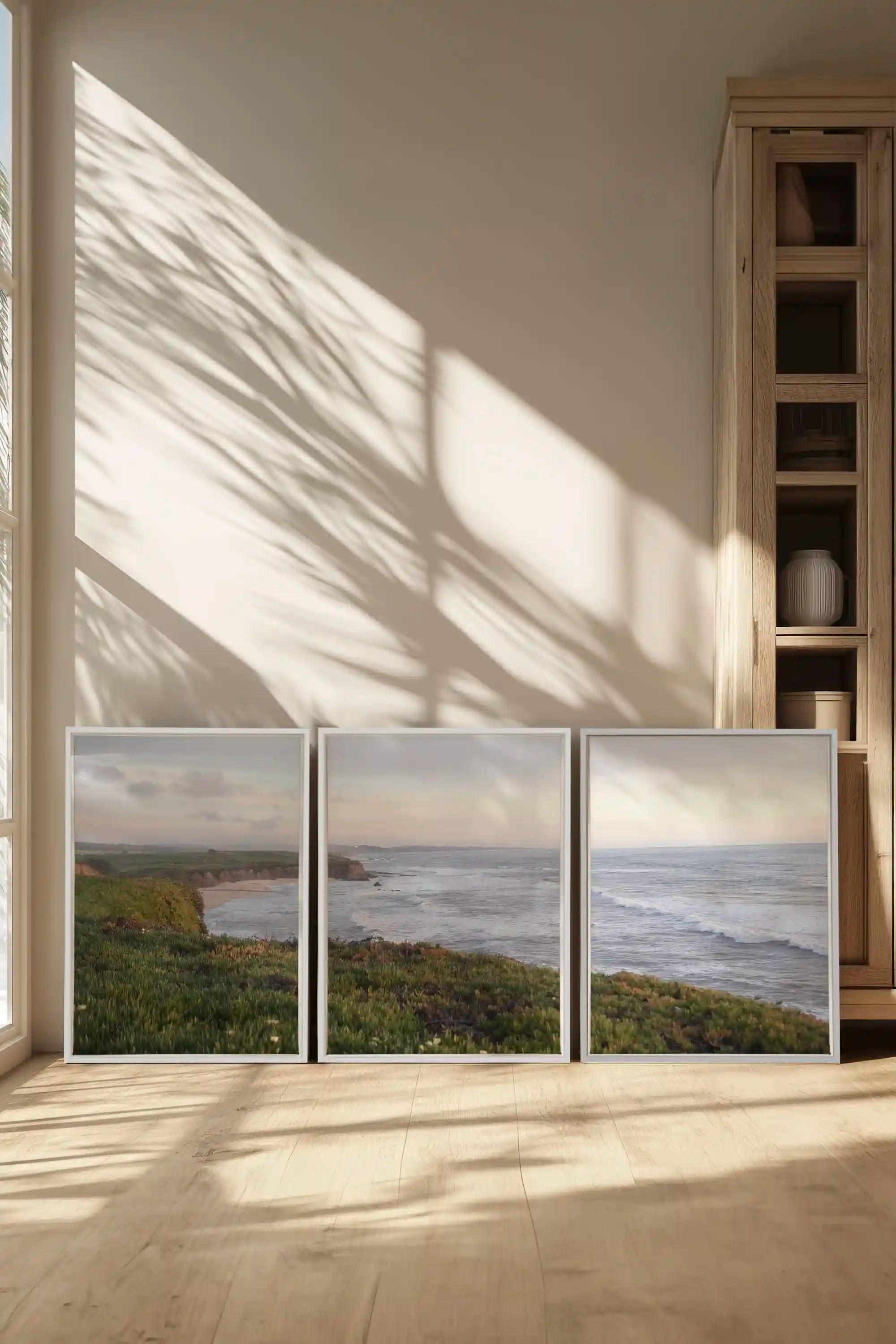 OCEANFOLD TRIO, 3 Works on stretched canvas, framed White