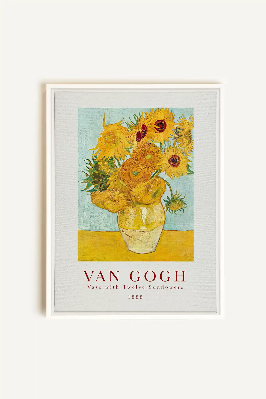 TWELVES SUNFLOWERS, Oeuvre sur toile étirée, encadré Blanc
