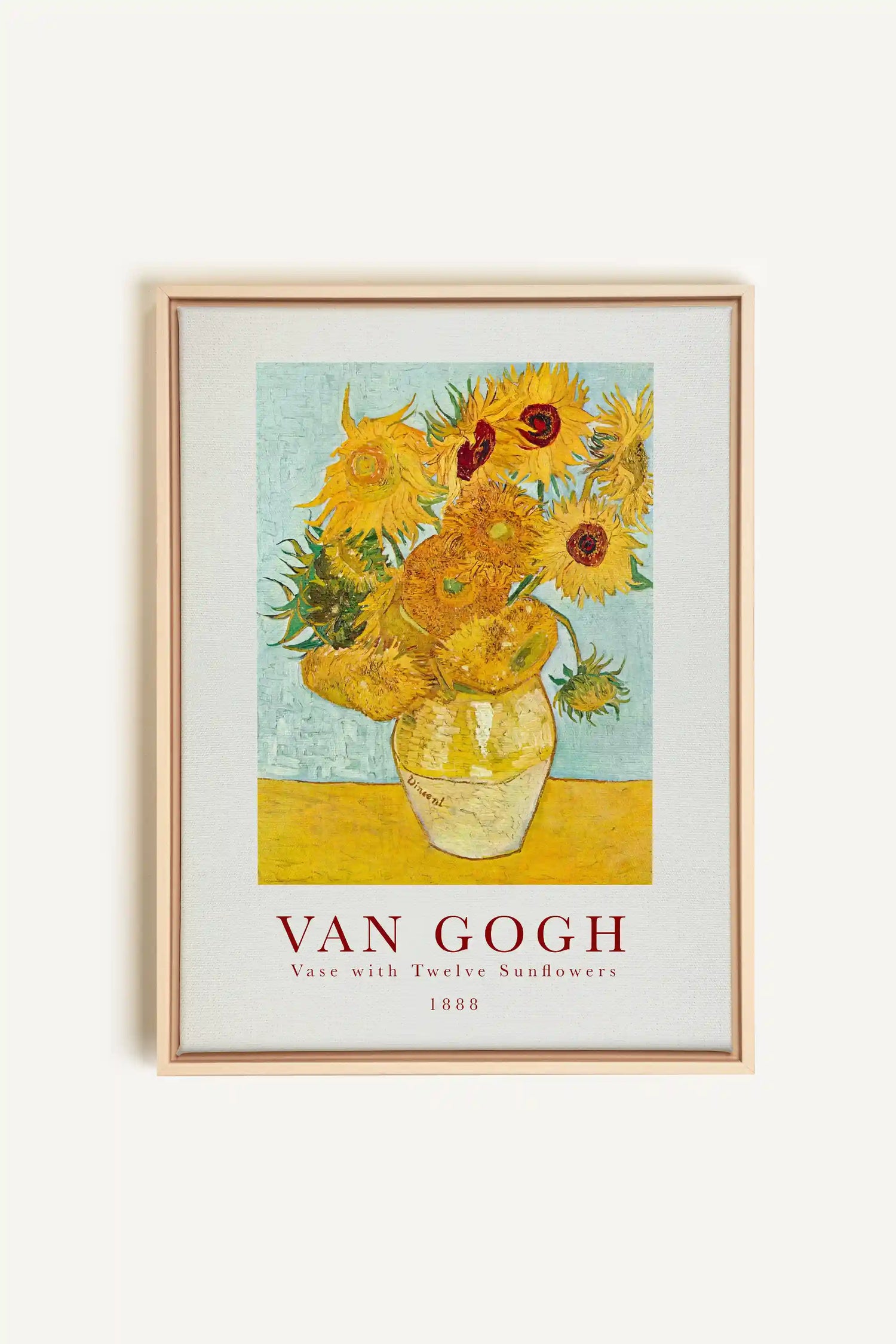 TWELVES SUNFLOWERS, Artwork on stretched canvas, framed Natural Light