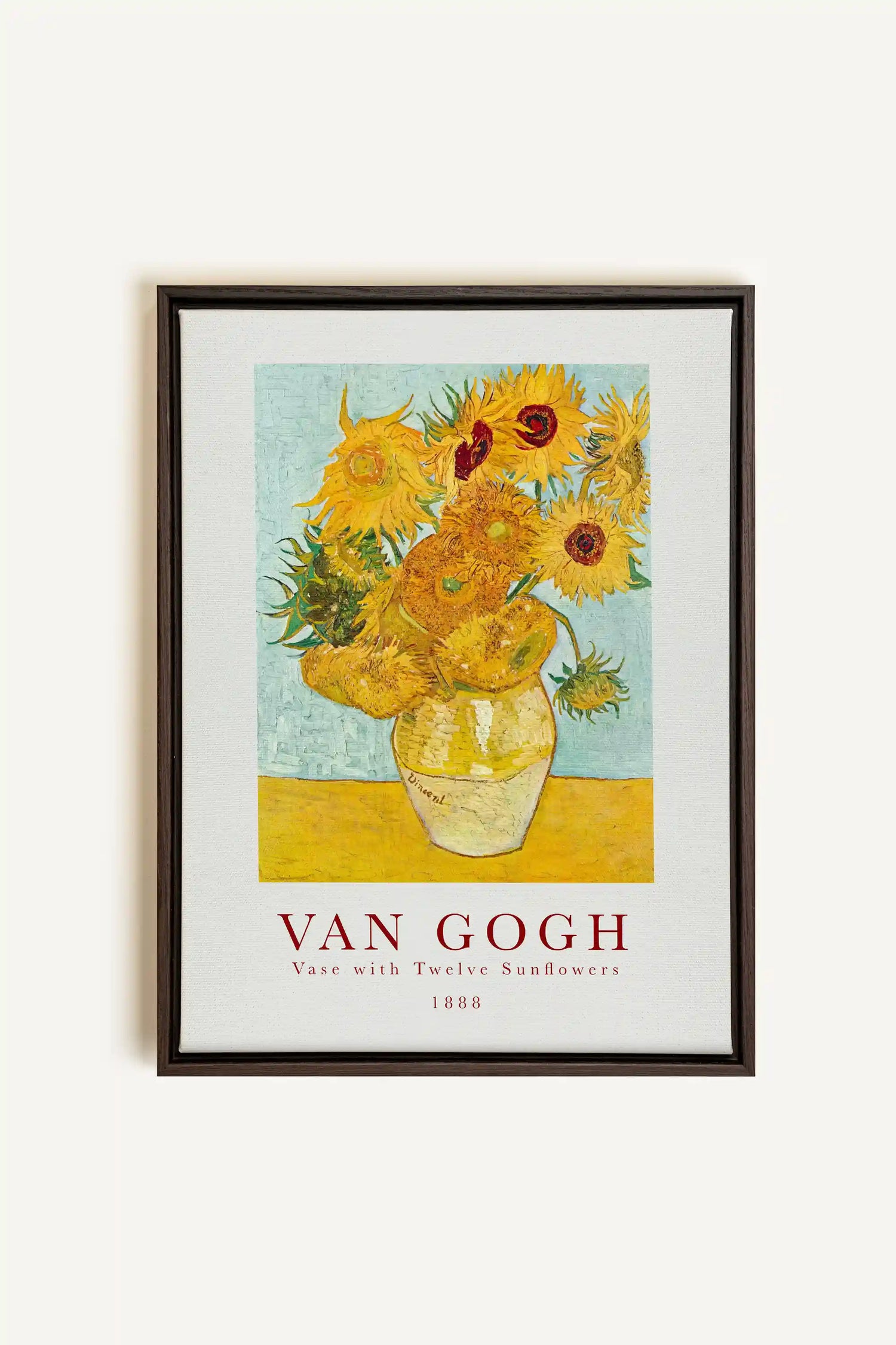 TWELVES SUNFLOWERS, Oeuvre sur toile étirée, encadré Noir