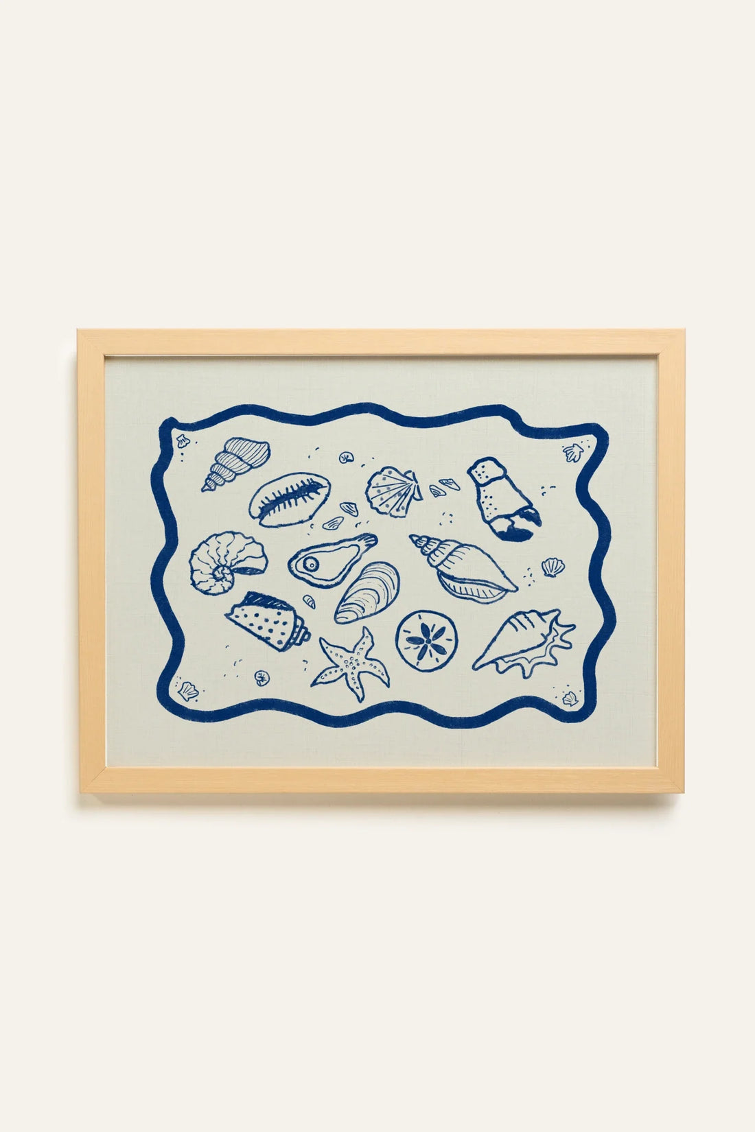 TRÉSORS DU RIVAGE, Oeuvre sur toile rigide, encadré naturel clair