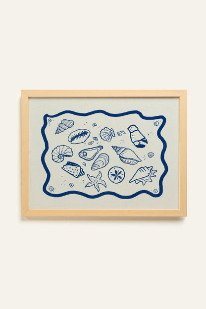 TRÉSORS DU RIVAGE, Oeuvre sur toile rigide, encadré naturel clair