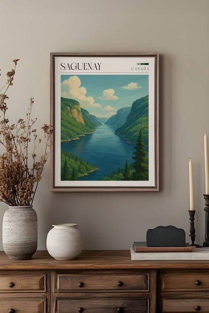 OLEKA CANVAS - SAGUENAY, Oeuvre sur toile étirée, encadré Brun Chêne