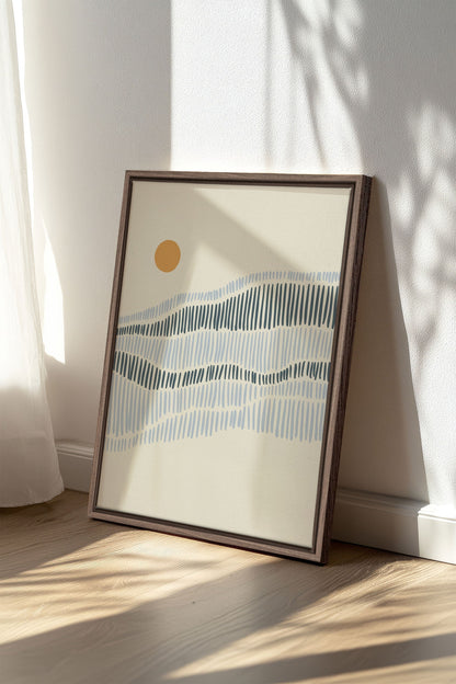 OLEKA CANVAS - VAGUES, Oeuvre sur toile étirée, encadré Brun Chêne