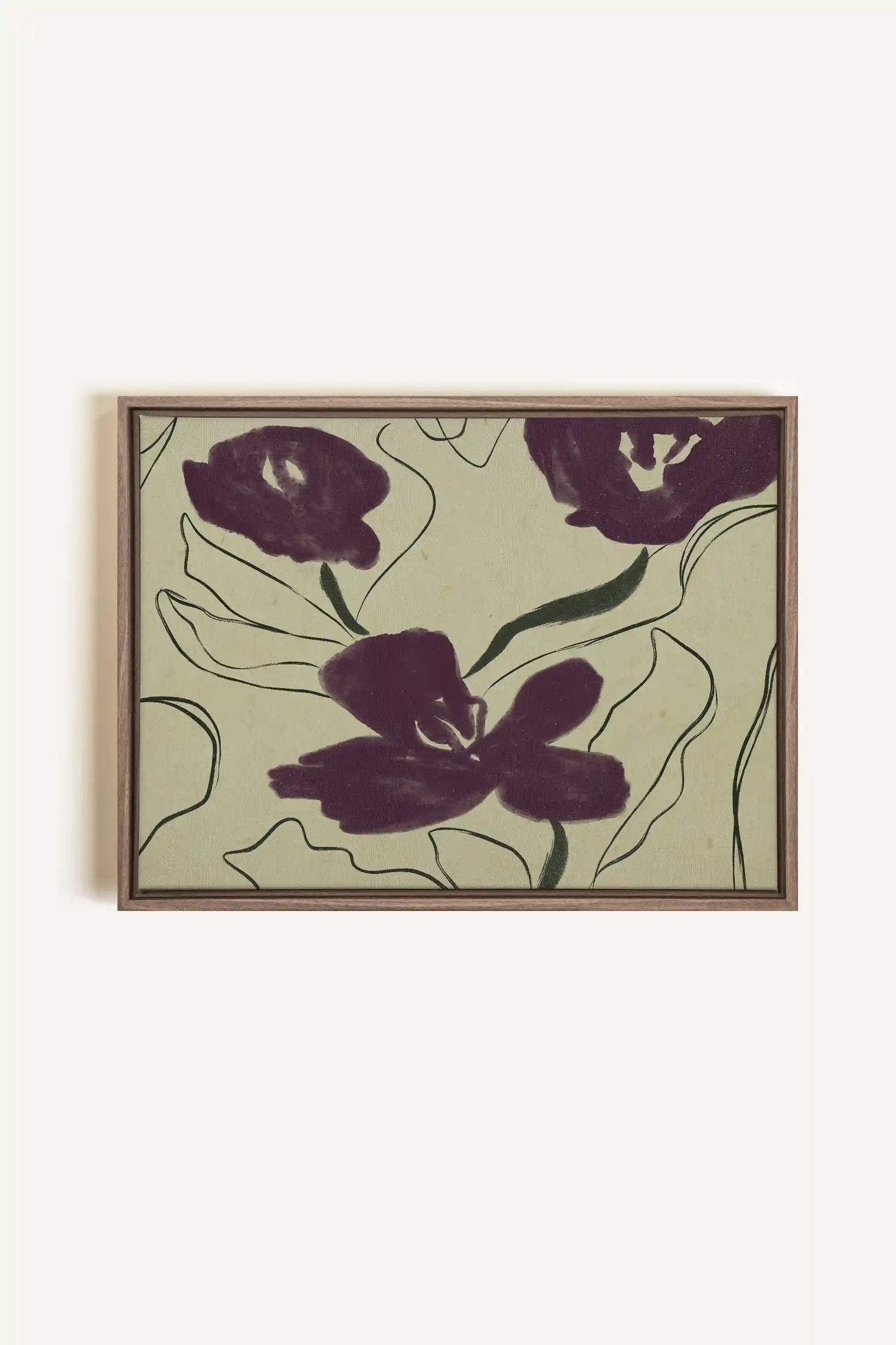 VELVET GARDEN, Oeuvre sur toile étirée, encadré Brun Chêne