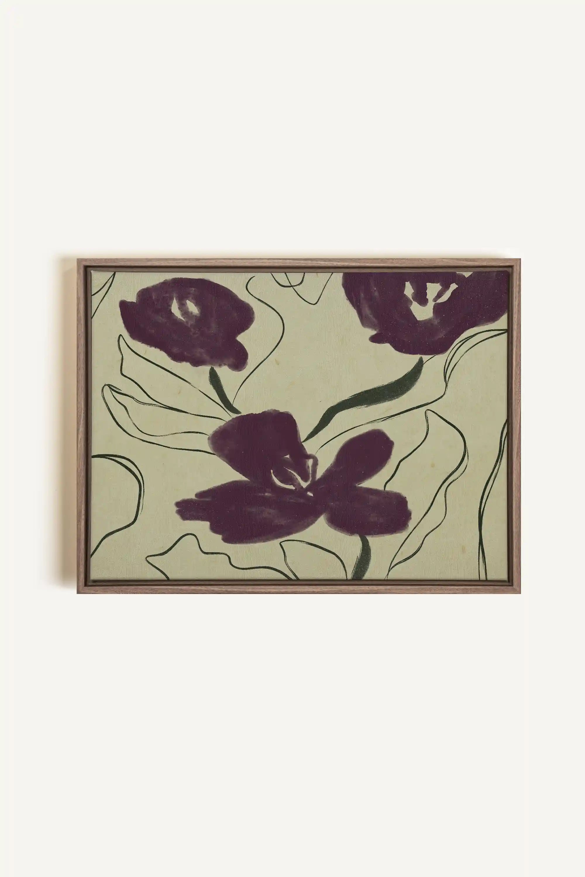 VELVET GARDEN, Oeuvre sur toile étirée, encadré Brun Chêne