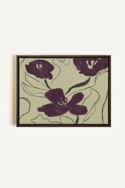 VELVET GARDEN, Oeuvre sur toile étirée, encadré Brun Noyer