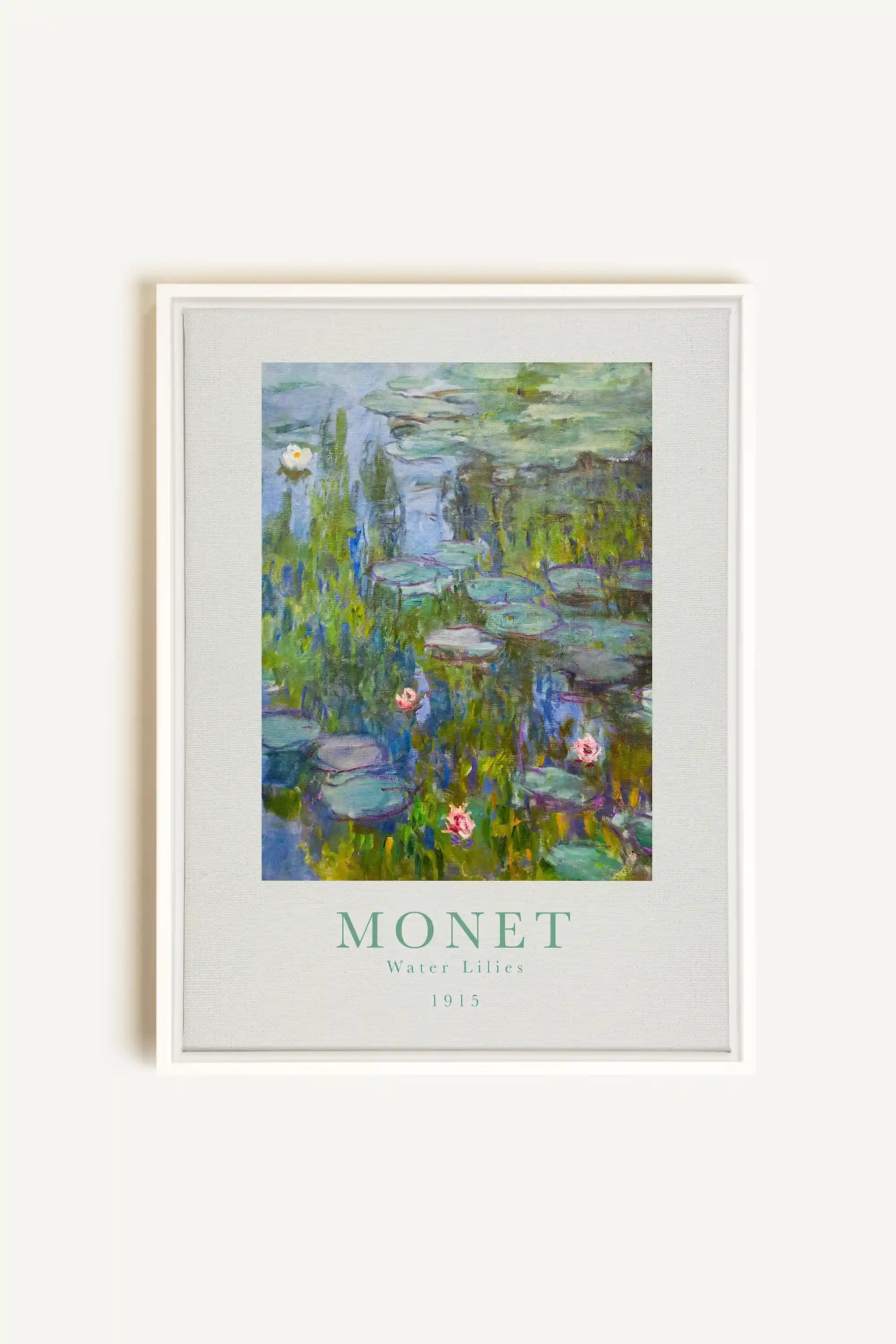WATER LILIES, Oeuvre sur toile étirée, encadré Blanc