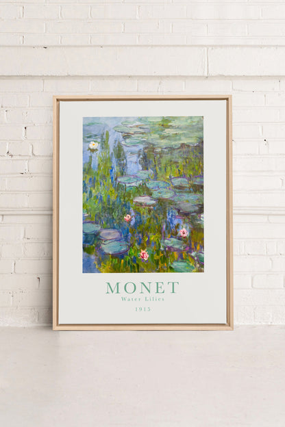 WATER LILIES, Oeuvre sur toile étirée, encadré Naturel Clair