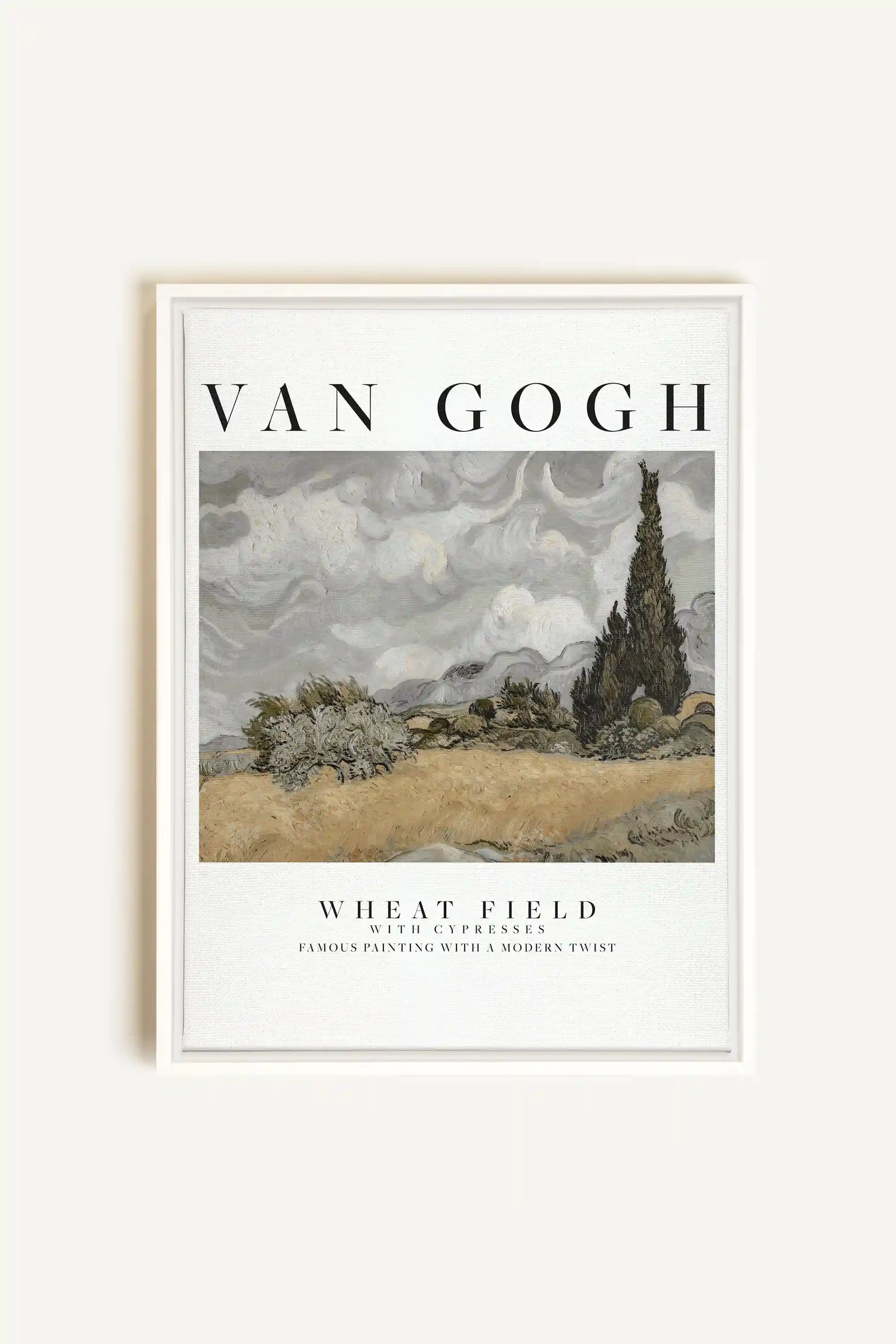WHEATS FIELD, Artwork on stretched canvas, framed in white