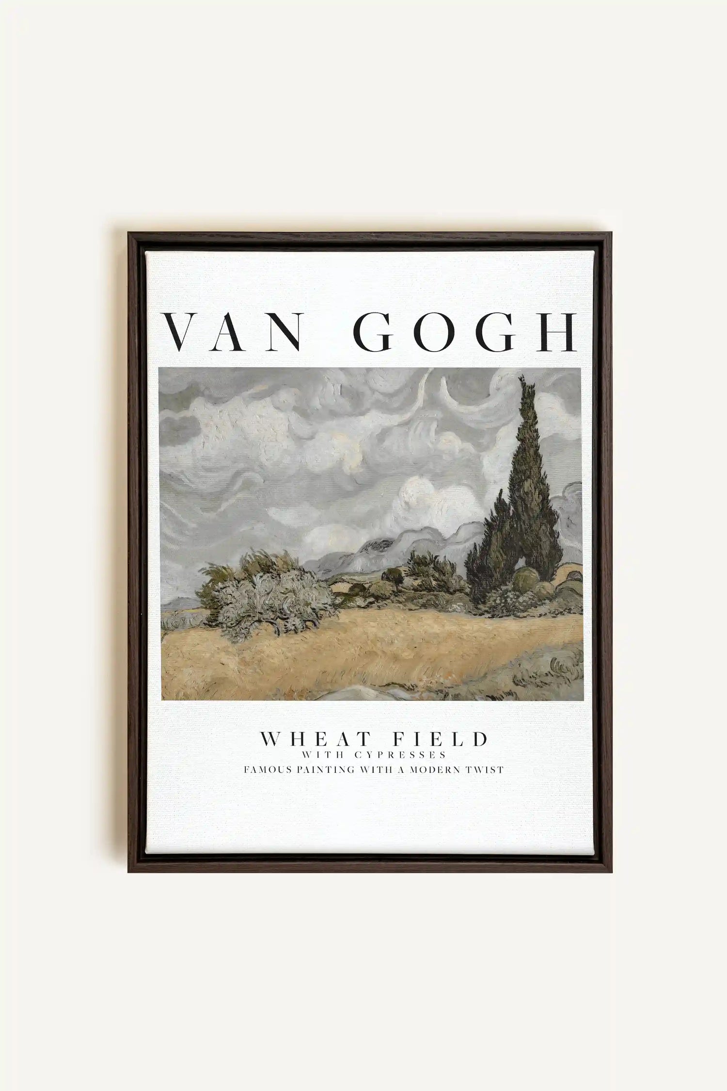 WHEATS FIELD, Oeuvre sur toile étirée, encadré Brun Noyer