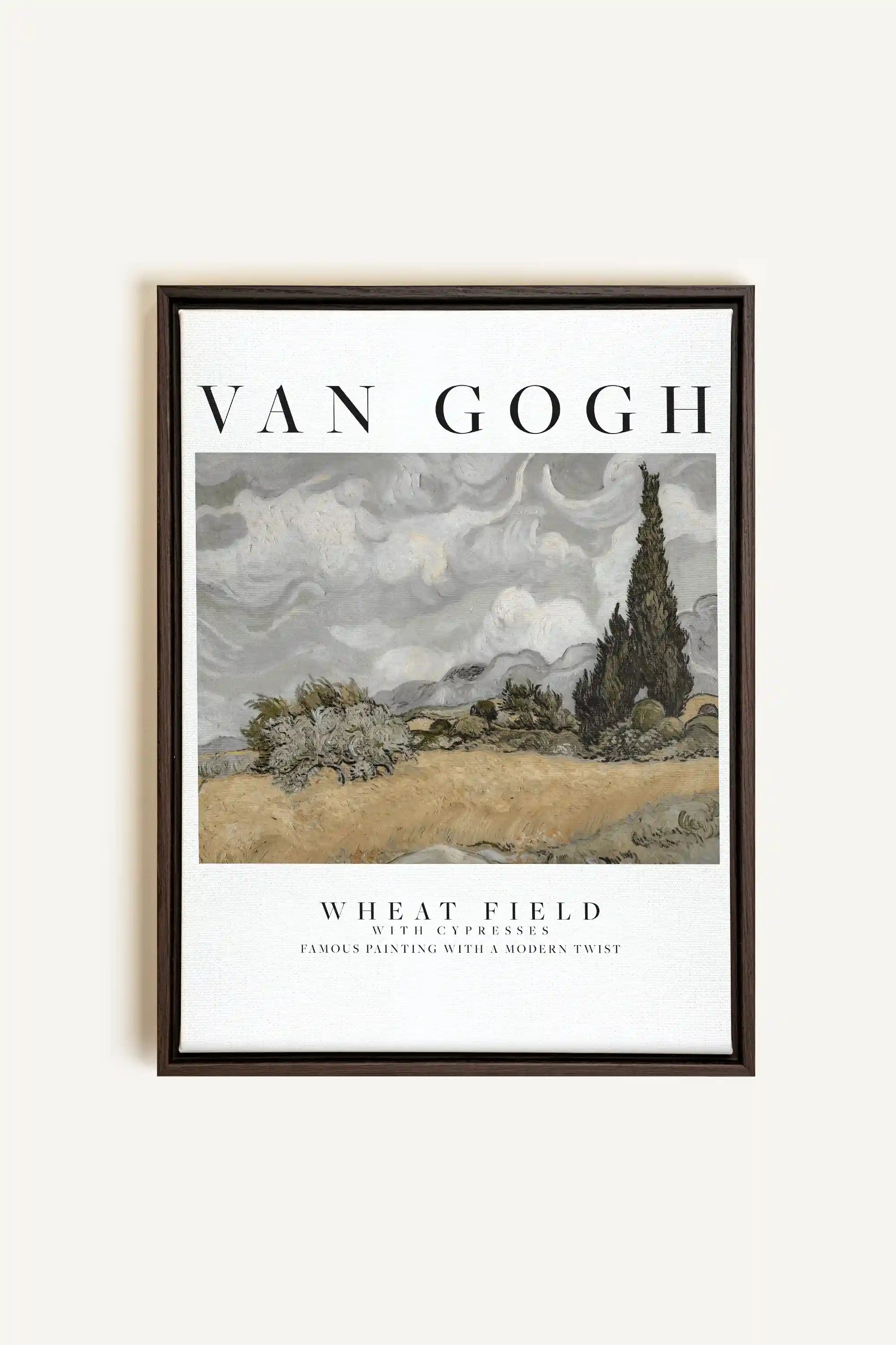 WHEATS FIELD, Oeuvre sur toile étirée, encadré Brun Noyer