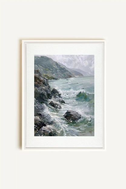 WILD COAST, Oeuvre sur toile étirée, encadré Blanc