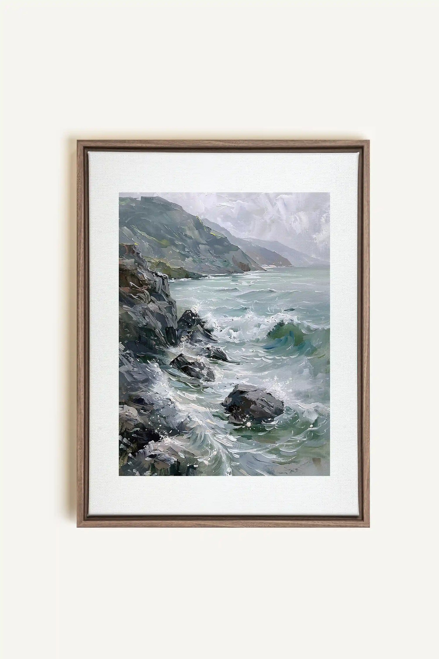 WILD COAST, Oeuvre sur toile étirée, encadré Brun Chêne