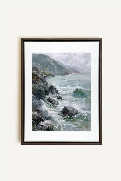 WILD COAST, Oeuvre sur toile étirée, encadré Brun Noyer