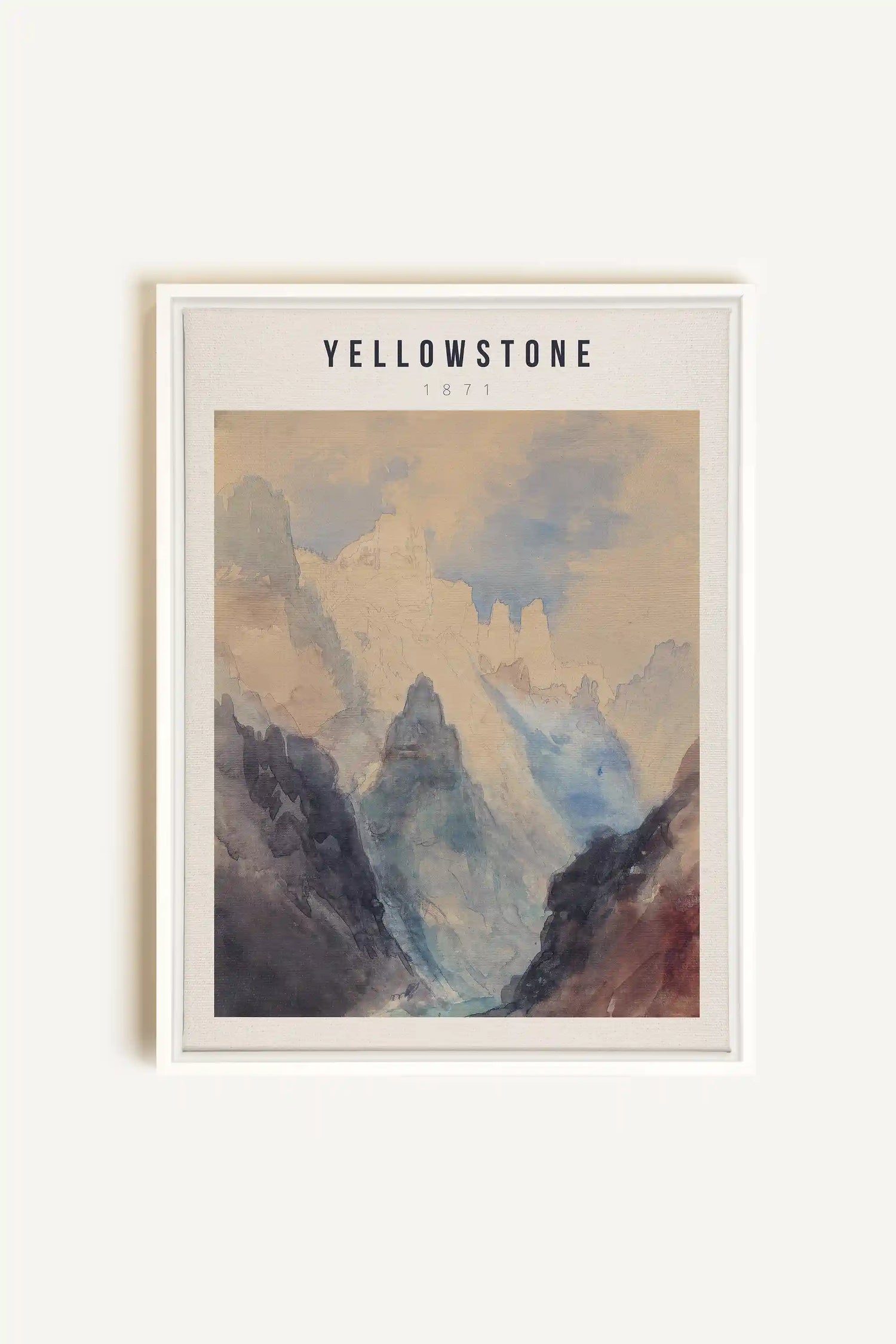 YELLOWSTONE, Artwork on stretched canvas, framed in white