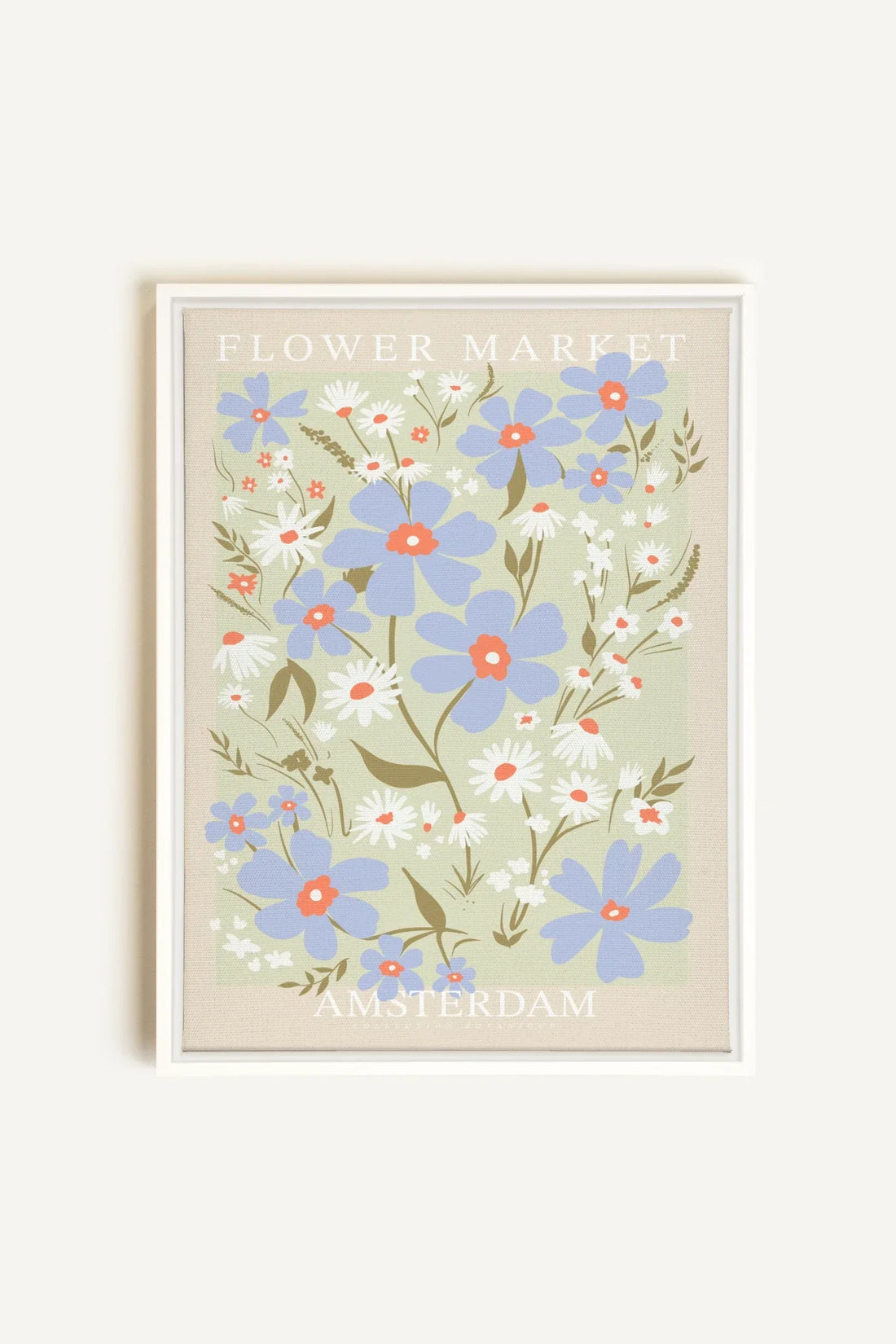 OLEKA CANVAS - AMSTERDAM BLOOM, Oeuvre sur toile étirée, encadré Blanc