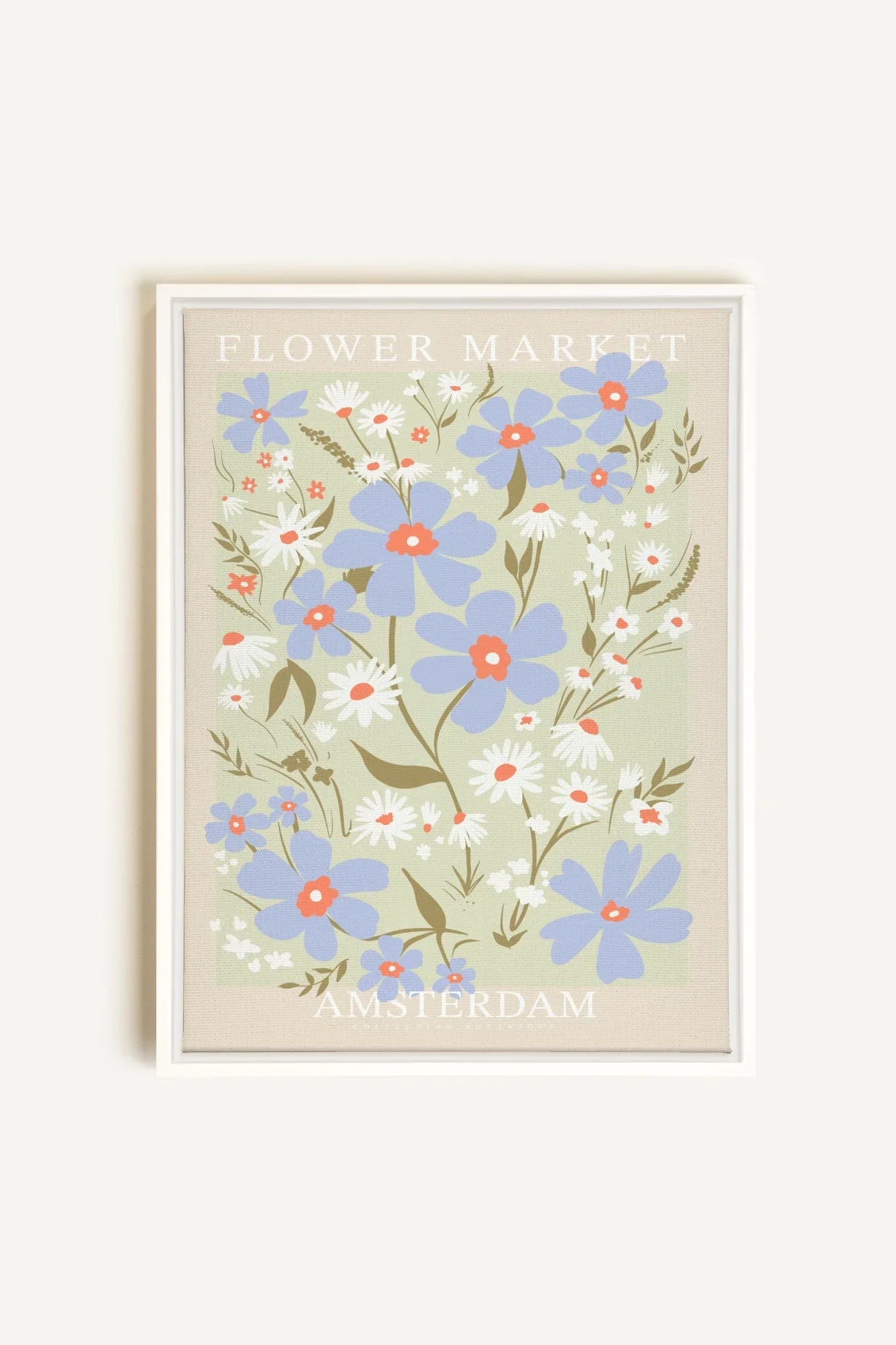 OLEKA CANVAS - AMSTERDAM BLOOM, Oeuvre sur toile étirée, encadré Blanc